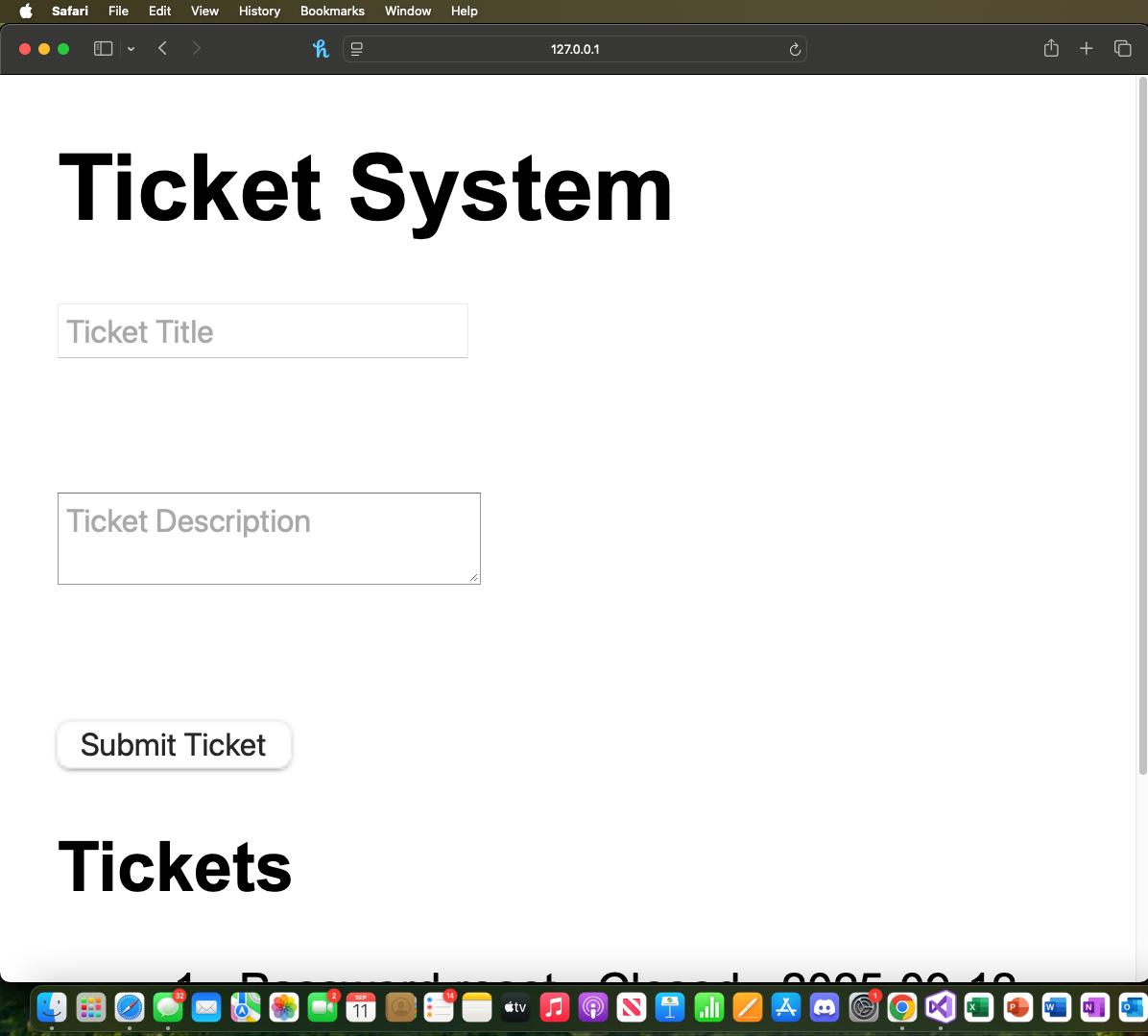 image of ticket system landing page